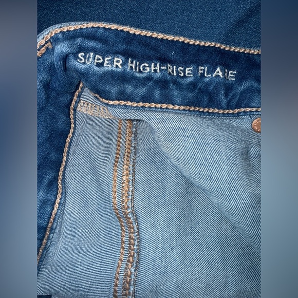 American Eagle Super High Rise Flare Jeans Womens 4 R Regular Stretch Y2K Style - Picture 10 of 15